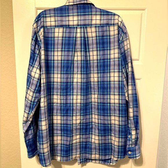 Dark Blue Plaid XXL Chaps long sleeve button down shirt - Picture 2 of 3